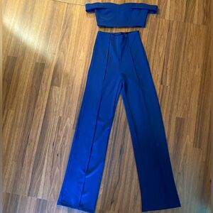 Miss Circle Royal Blue Women’s Two Piece Set High Waisted Pants Size Small